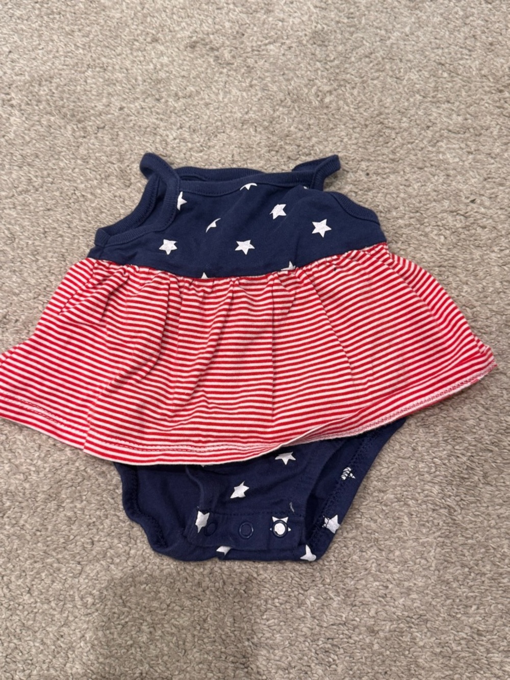 Carter's Navy & Red Star Stripe Dress-Style Bodysuit